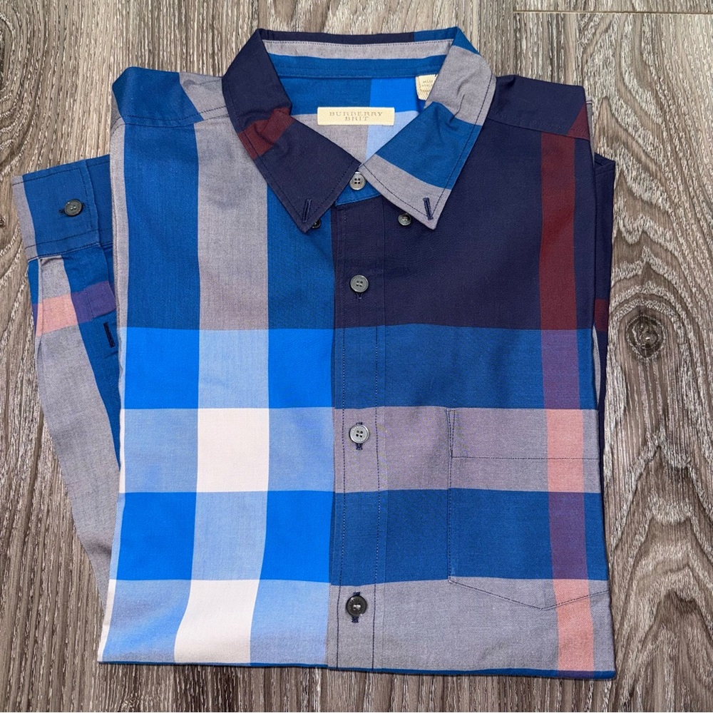 Men's Burberry Brit Blue Plaid Shirt